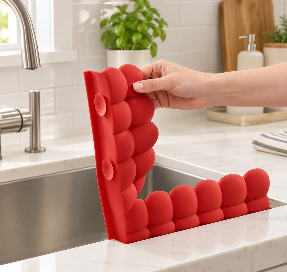It holds while you wash.